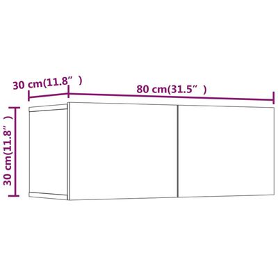 vidaXL Comode TV, 2 buc., gri sonoma, 80x30x30 cm, lemn prelucrat