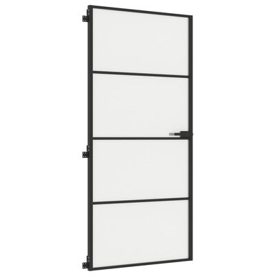 vidaXL Ușă de interior negru 93x201,5 cm sticlă securiz./aluminiu slim