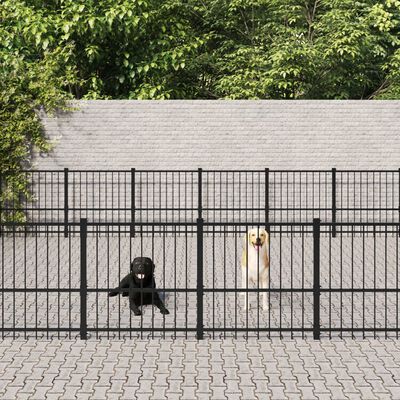 vidaXL Padoc pentru câini de exterior, 56,45 m², oțel