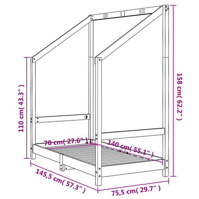 vidaXL Cadru de pat pentru copii, 70x140 cm, lemn masiv de pin