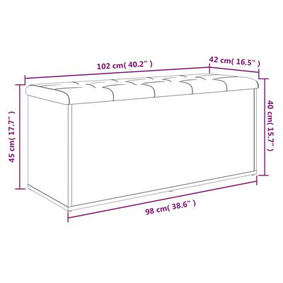 vidaXL Bancă de depozitare, gri sonoma, 102x42x45 cm, lemn prelucrat