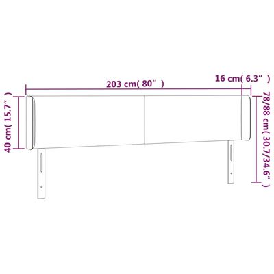 vidaXL Tăblie de pat cu aripioare gri închis 203x16x78/88 cm textil