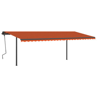 vidaXL Copertină retractabilă manual cu LED, portocaliu&maro, 6x3 m