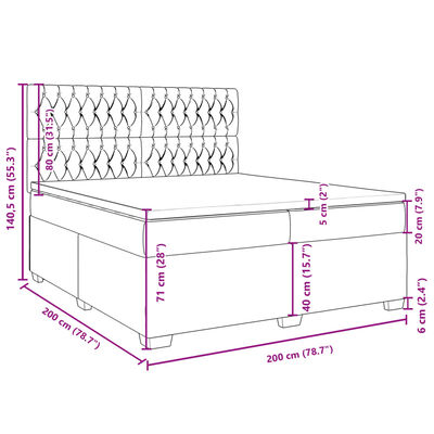 vidaXL Pat box spring cu saltea, negru, 200x200 cm, catifea