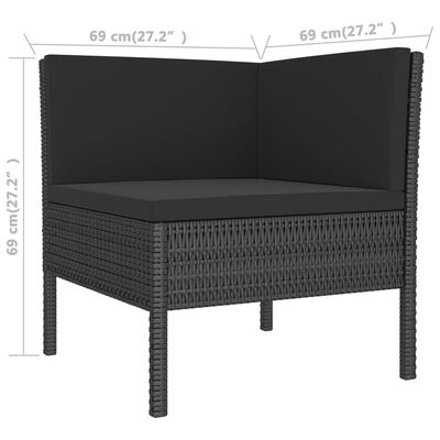 vidaXL Set mobilier de grădină cu perne, 8 piese, negru, poliratan