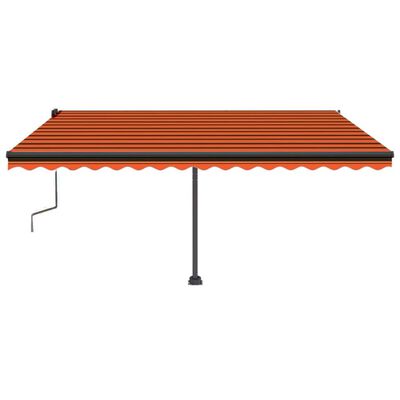 vidaXL Copertină retractabilă manual, LED, portocaliu/ maro 450x350 cm