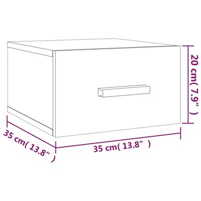 vidaXL Noptiere de perete, 2 buc., alb, 35x35x20 cm