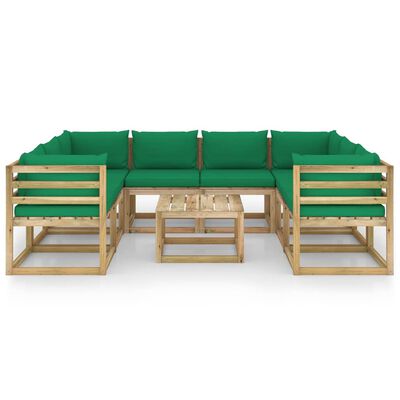 vidaXL Set mobilier grădină cu perne 9 piese lemn pin impregnat