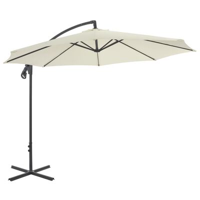 vidaXL Umbrelă suspendată cu stâlp din oțel, nisipiu, 300 cm