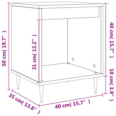 vidaXL Noptiere, 2 buc., alb, 40x35x50 cm, lemn compozit