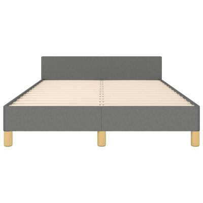 vidaXL Cadru de pat cu tăblie, gri închis, 120x190 cm, material textil