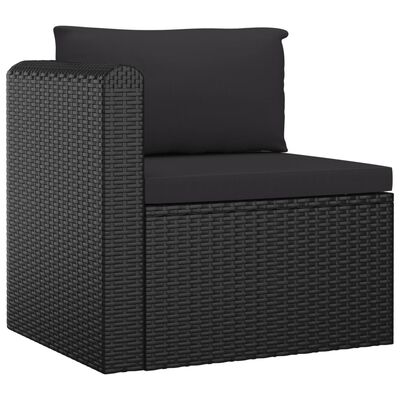 vidaXL Set mobilier de grădină cu perne, 10 piese, negru, poliratan