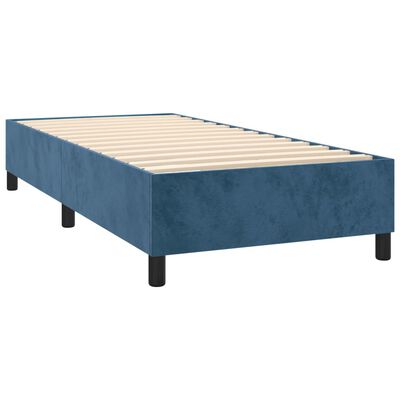 vidaXL Pat box spring cu saltea, albastru închis, 90x190 cm, catifea