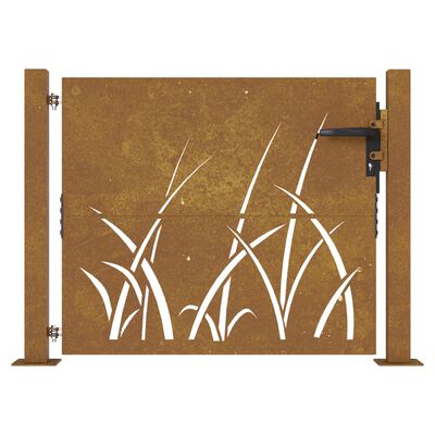 vidaXL Poartă pentru grădină, 105x105 cm, oțel corten, model iarbă