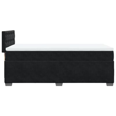 vidaXL Pat box spring cu saltea, negru, 80x200 cm, catifea