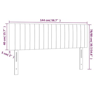 vidaXL Tăblie de pat cu LED, gri taupe, 144x5x78/88 cm, textil