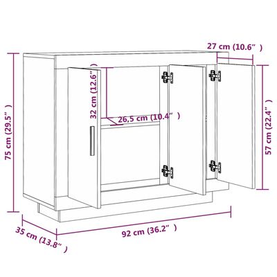 vidaXL Dulap, stejar maro, 92x35x75 cm, lemn compozit