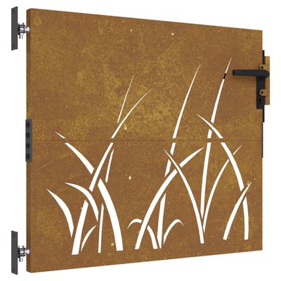 vidaXL Poartă pentru grădină, 85x100 cm, oțel corten, model iarbă