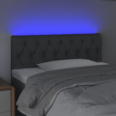 vidaXL Tăblie de pat cu LED, gri închis, 90x7x78/88 cm, textil