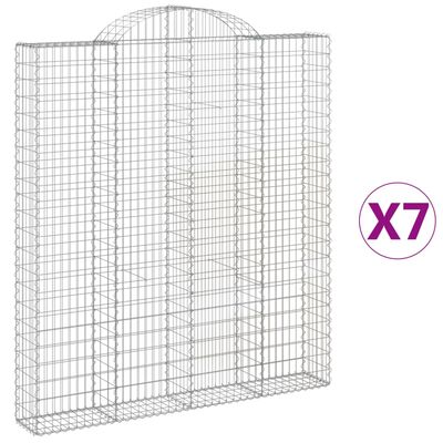 vidaXL Coșuri gabion arcuite,7 buc., 200x30x220/240cm, fier galvanizat