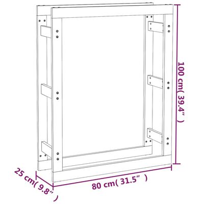 vidaXL Rastel pentru lemne de foc, negru, 80x25x100 cm, lemn masiv pin