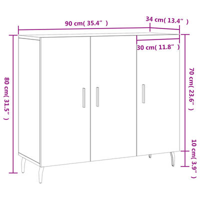 vidaXL Dulap, alb, 90x34x80 cm, lemn compozit