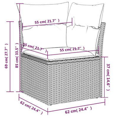 vidaXL Set mobilier de grădină cu perne, 6 piese, negru, poliratan