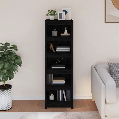 vidaXL Bibliotecă, negru, 50x35x154 cm, lemn masiv de pin