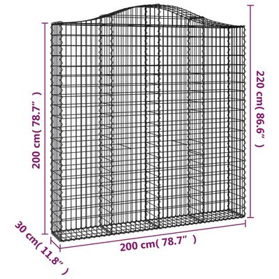 vidaXL Coșuri gabion arcuite 9 buc. 200x30x200/220 cm fier galvanizat