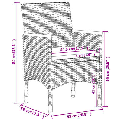 vidaXL Set mobilier de grădină, 5 piese, gri, poliratan