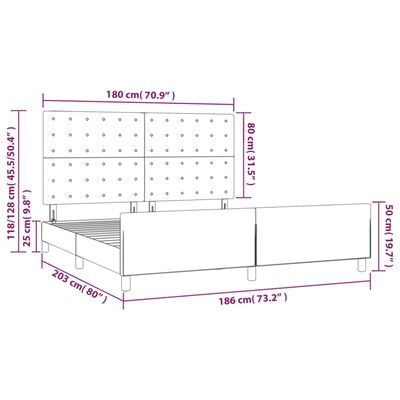 vidaXL Cadru de pat cu tăblie, alb, 180x200 cm, piele ecologică