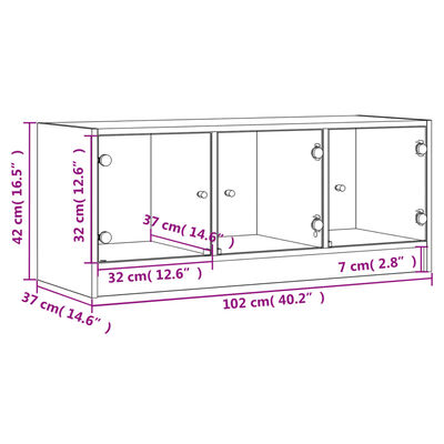 vidaXL Comodă TV cu uși din sticlă, gri sonoma, 102x37x42 cm