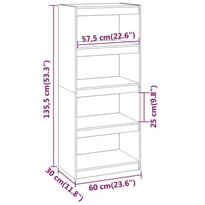 vidaXL Bibliotecă/Separator cameră alb 60x30x135,5 cm lemn masiv pin