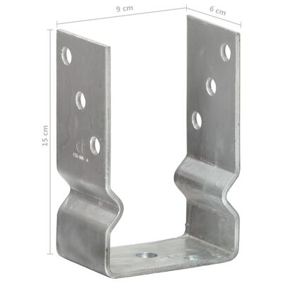 vidaXL Ancore de gard, 6 buc., argintiu, 9x6x15 cm, oțel galvanizat