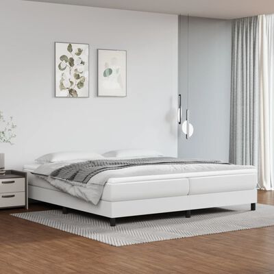 vidaXL Cadru de pat, alb, 200x200 cm, piele ecologică