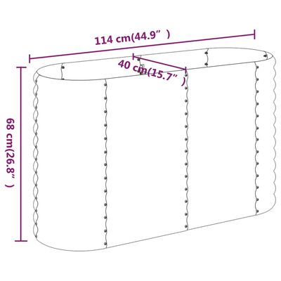 vidaXL Strat înălțat grădină 114x40x68 cm oțel vopsit electrostatic