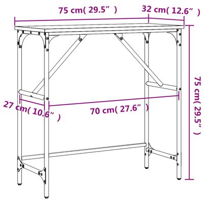 vidaXL Masă consolă, stejar maro, 75x32x75 cm, lemn prelucrat