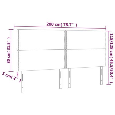 vidaXL Tăblie de pat cu LED, gri deschis, 200x5x118/128 cm, catifea