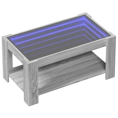 vidaXL Măsuță de cafea cu LED gri sonoma 93x53x45 cm lemn prelucrat