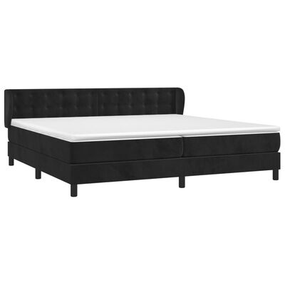 vidaXL Pat box spring cu saltea, negru, 200x200 cm, catifea