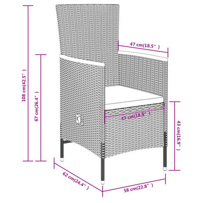 vidaXL Set mobilier de grădină cu perne, 9 piese, negru