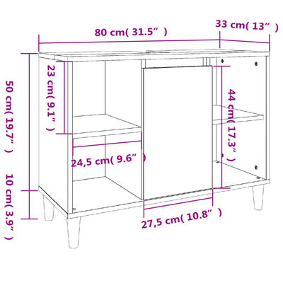 vidaXL Set mobilier de baie, 3 piese, stejar fumuriu, lemn prelucrat