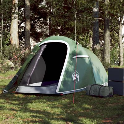 vidaXL Cort de camping pentru 2 persoane, verde, impermeabil