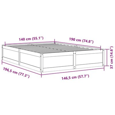 vidaXL Cadru de pat fără saltea, 140x190 cm, lemn masiv de pin