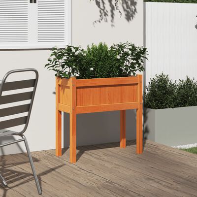 vidaXL Jardinieră grădină cu picioare maro ceruit 70x31x70 cm lemn pin