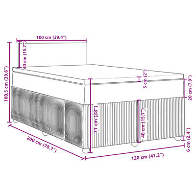 vidaXL Pat box spring cu saltea, roz, 120x200 cm, catifea