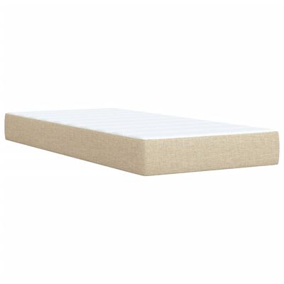 vidaXL Pat box spring cu saltea, crem, 100x200 cm, textil