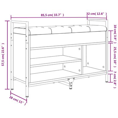 vidaXL Bancă de pantofi stejar sonoma 85,5x32x57,5 cm lemn prelucrat