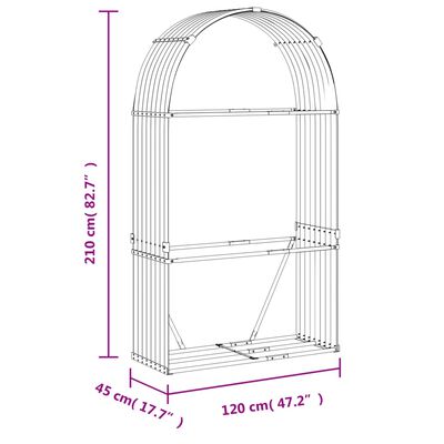 vidaXL Suport de bușteni, antracit, 120x45x210 cm, oțel galvanizat