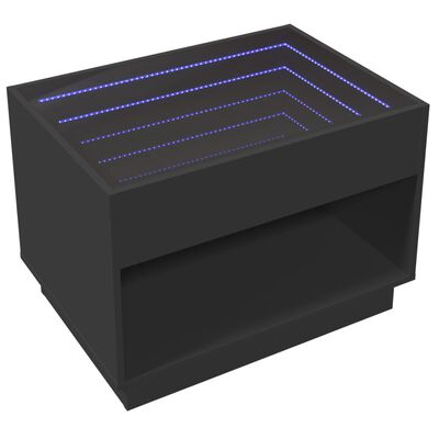 vidaXL Măsuță de cafea cu LED infinity, negru, 70x50x50 cm